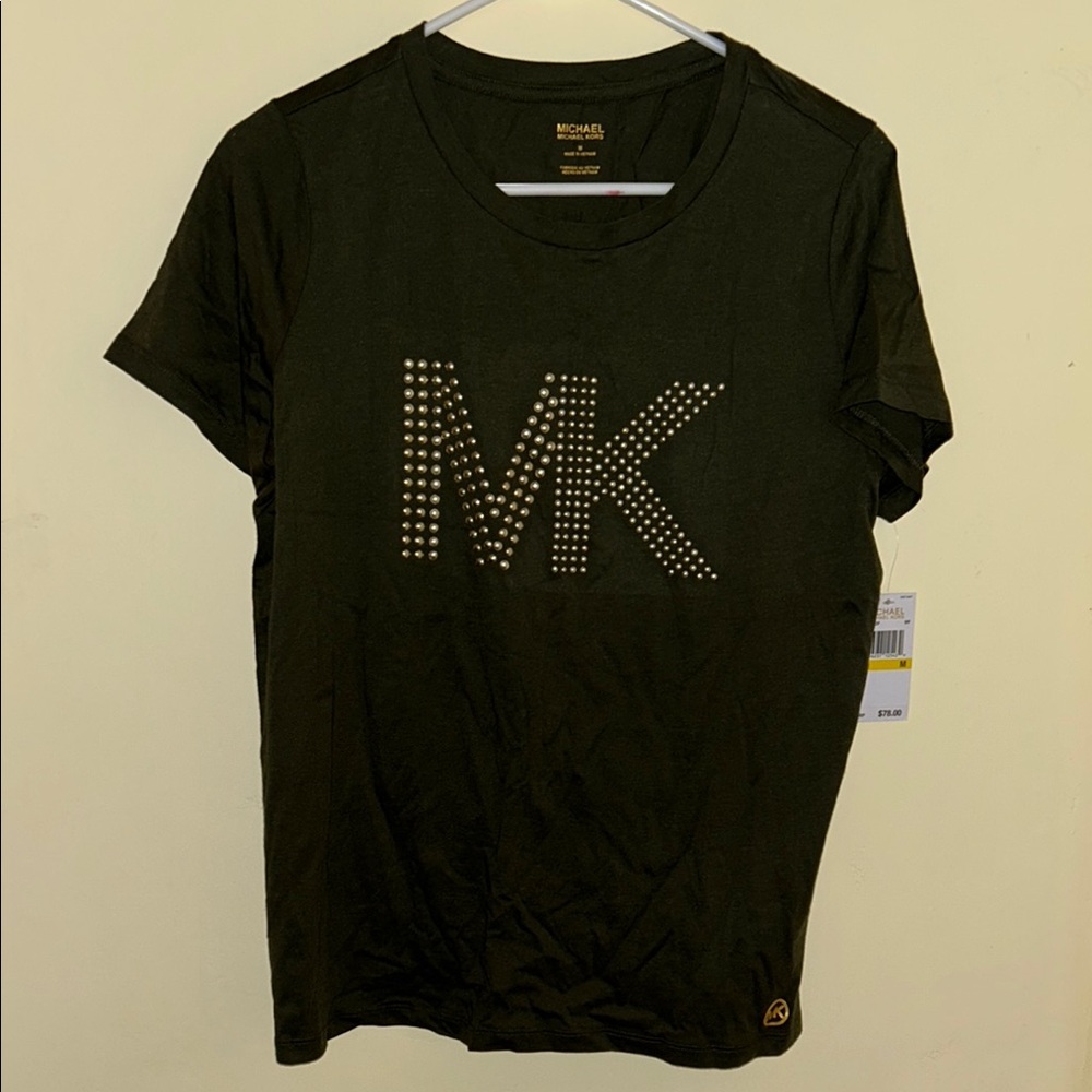 Michael Kors Hunter GreenTee with Studded MK Logo